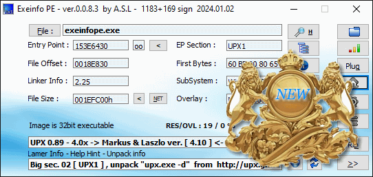 ExEinfo PE Win32 bit identifier 0.0.8.3 full